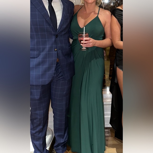 DB Jersey A-Line Bridesmaid Forrest Green Maxi Slip Dress Knot Detail💐 - Picture 5 of 16